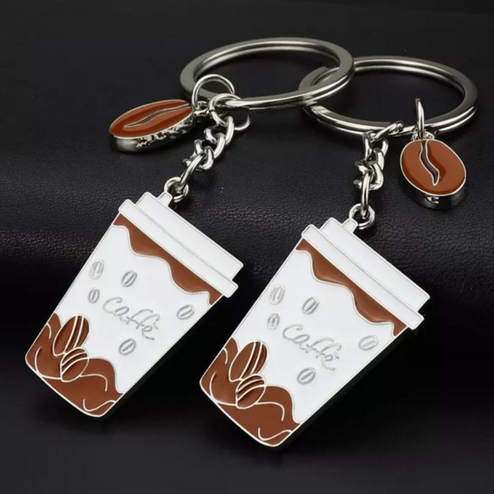 Coffee cup matel key tag